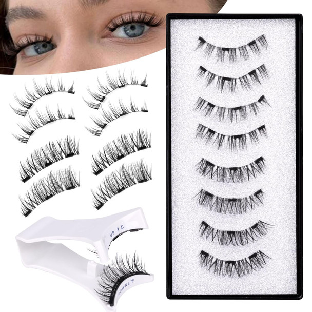 Magnetic Eyelashes Natural Look Cat Eye Wispy Magnetic Lashes With Applicator Reusable Magnetic Eyelashes Without Eyeliner No Glue Needed Magnetic Lashes 2 Styles Mix Clear Band Eyelashes By Jimire