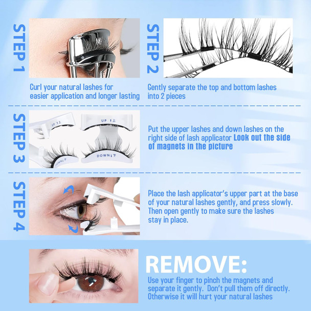 Magnetic Eyelashes Natural Look Cat Eye Wispy Magnetic Lashes With Applicator Reusable Magnetic Eyelashes Without Eyeliner No Glue Needed Magnetic Lashes 2 Styles Mix Clear Band Eyelashes By Jimire