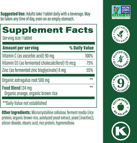 Megafood Daily Immune Support - Immune Support Supplement With Vitamin C, Vitamin D, Zinc, Astragalus Root, And More - Vitamins For Women & Men - Non-Gmo - Made Without 9 Food Allergens - 60 Tabs
