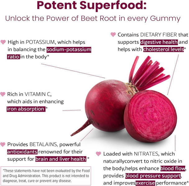 Wellpath Beet Root Gummies (Sugar - Blueberry Flavor) 1500 Mg  Beet Gummies For Blood Pressure Support  Super Nitric Oxide Gummies  Tasty Beets Chews  Antioxidants  60 Ct