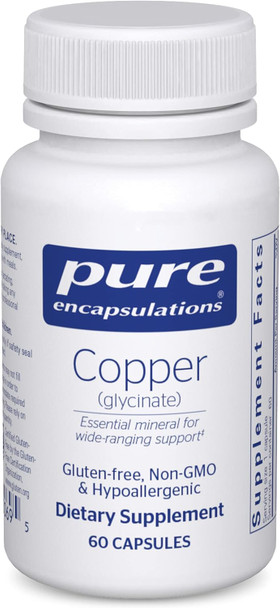 Pure Encapsulations Copper Glycinate 60'S - 2 Mg Copper Supplement, Supports Red Blood Cell Formation - Aids Energy Metabolism - Non-Gmo & Vegan - 60 Capsules
