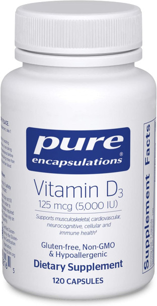 Pure Encapsulations Vitamin D3 125 Mcg (5,000 Iu) - Supplement To Support Bone, Joint, Breast, Heart, Colon, And Immune Health - With Vitamin D - 120 Capsules