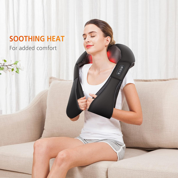 Snailax Shiatsu Neck And Shoulder Massager - Back Massager With Heat, Deep Kneading Electric Massage Pillow For Neck, Back, Shoulder,Foot,Body