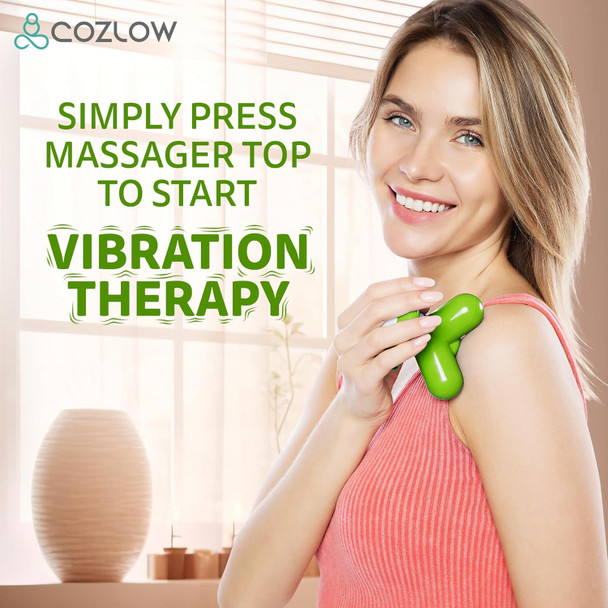 Mini Handheld Massager - Green - Powerful Massage Vibrations For Muscle Relief & Relaxation - Portable Therapeutic Device W/ 2 Convenient Power Modes (Battery Operated & Usb Powered)