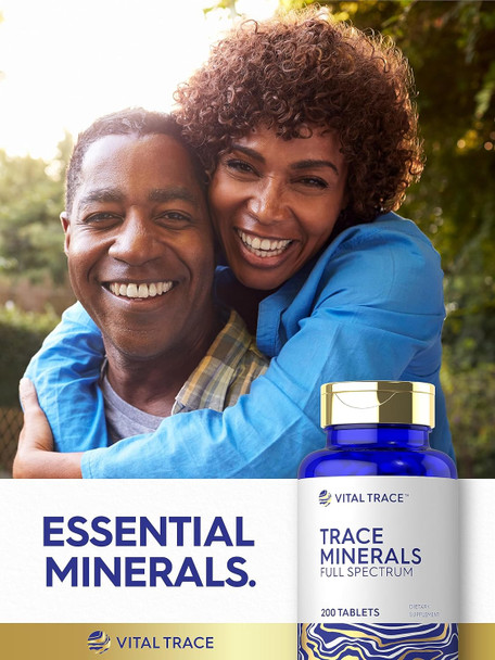Carlyle Trace Minerals  200 Tablets  Full Spectrum Supplement  Non-Gmo & Gluten Complex  By Vital Trace