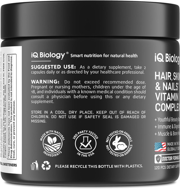 Biotin Supplement For Hair Growth - Biotin Vitamins & Keratin For Hair Loss & Thinning Hair - Hair Skin And Nails Vitamins For Women & Men - Healthy Hair Regrowth, Skin Glow & Nail Repair - 120 Pcs