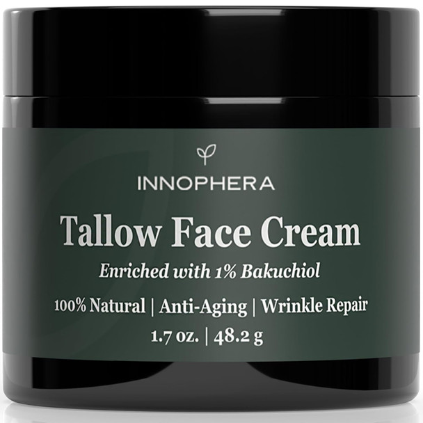 Whipped Beef Tallow Face Anti-Aging Cream ‒ With 1% Bakuchiol ‒ 100% Natural Wrinkle Repair & Moisturizing Face Cream For Sensitive Skin ‒ Unscented ‒ 1.7 Oz.