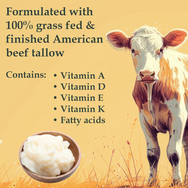 Whipped Beef Tallow Face Anti-Aging Cream ‒ With 1% Bakuchiol ‒ 100% Natural Wrinkle Repair & Moisturizing Face Cream For Sensitive Skin ‒ Unscented ‒ 1.7 Oz.