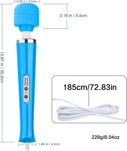 Wired Powerful Handheld Electric Massager, Strong Magic Vibration Personal Back Massage For Sports Recovery, Muscle Aches, Body Pain (Blue)