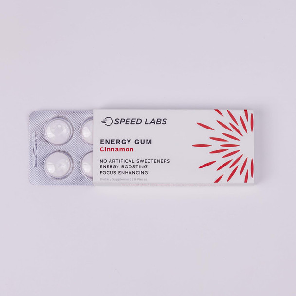 Cinnamon Natural Caffeine Energy Gum 25Mg Caffeine, Taurine, B Vitamins Per Piece, 48 Pieces (6 Packs Of 8) Sugar Free, Zero Calories, Naturally Sweetened, Gluten Free