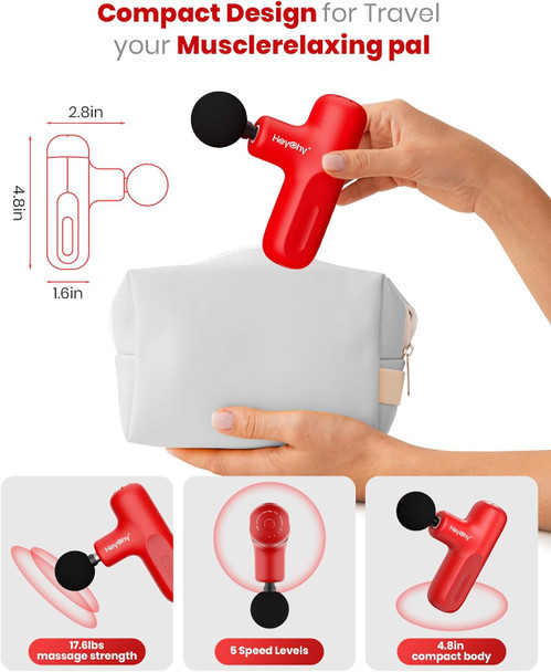 Super Mini Massage Gun,Deep Tissue Massager, Compact Travel Massage Gun, Full Body Recovery & Relief For Outdoors,Usb Charging,5 Speeds, Year Gifts For Men&Women