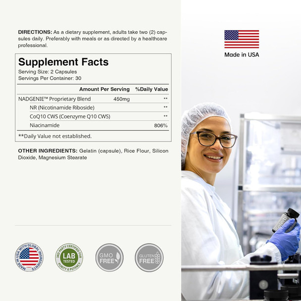Nr900 - Nad+ Supplement For Skin Aging Support, Cellular Energy Support And Focus, High Potency - 60 Counts - Wellness Supplements Dietary