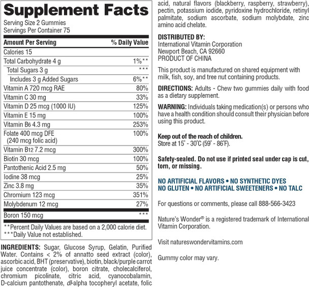 Nature'S Wonder Men'S Multivitamin Gummies, Supports Immune Health, Energy, Metabolism And Muscles With Vitamins A,C,D,B6,B12, 75 Day Supply, 150 Count