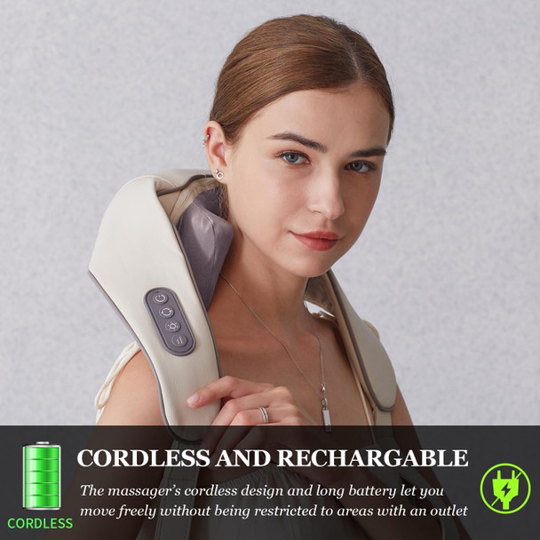 Cotsoco Neck Massager For Pain Relief Deep Tissue,6D Deep Kneading Massagers With 6 Massage Nodes,Rechargeable Neck Massager With Heat,Shiatsu Shoulder Massager,Like Human Hand,For Women