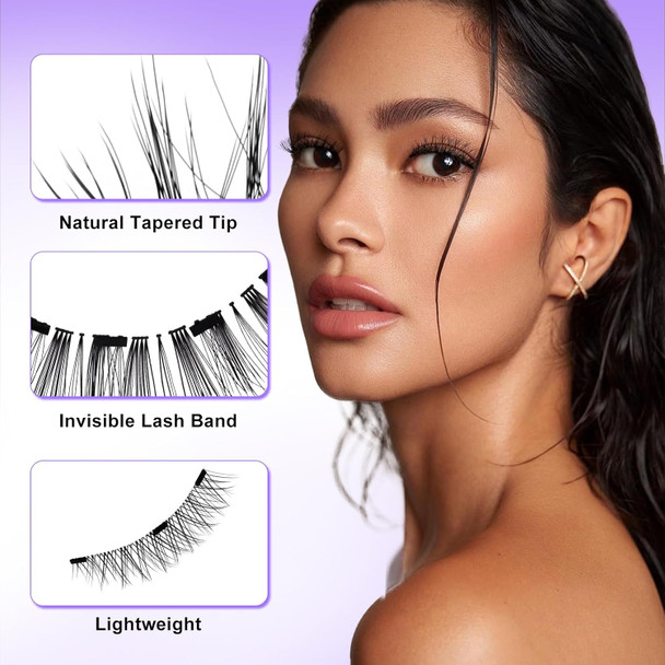 Magnetic Eyelashes Reusable Magnetic Lashes With Applicator Waterproof Natural Look False Eyelashes Without Eyeliner Easy To Wear And No Glue Needed(4Pairsy1+Y3)