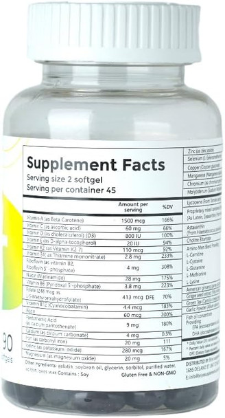 Briyo All Around Men - 38 Nutrients (Essential Vitamins, Minerals, Natural Extracts, Amino Acids) - 90 Capsules