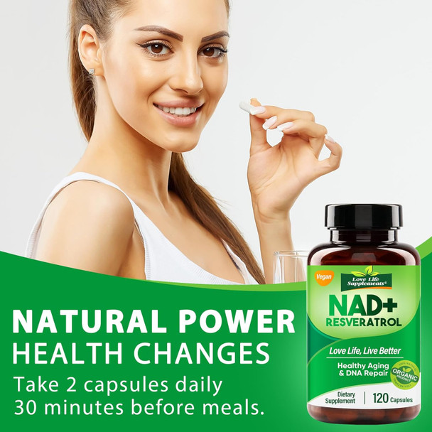 Liposomal Nad Supplement, Aging Defense, Brain Function, Highest Nad Pontecy, Energy And Dna Repair- Focusing On Healthy Metabolism And Vitality, 120 Capsules