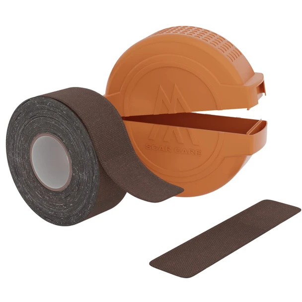 Motivo Scar Tape - 200”X1” Roll (20 Strips)  Water And Sweat Resistant Scar Tape, Latex-Free, Sticks For 3-5 Days  Scar Tape For Surgical Scars, C Section, Burns, Gender Affirming Surgery - Espresso