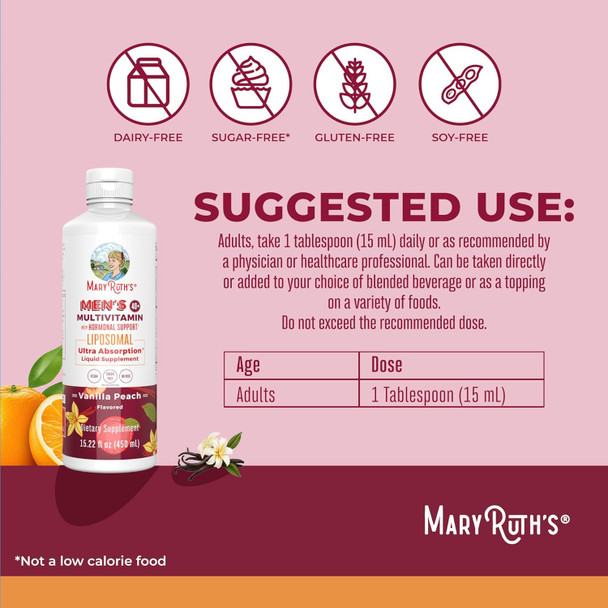 Maryruth Organics Men'S 40+ Multivitamin Liposomal With Hormonal Support  Ultra Absorption  Immune Support  Energy Supplement For Men  Non-Gmo  Vegan  15.22Oz