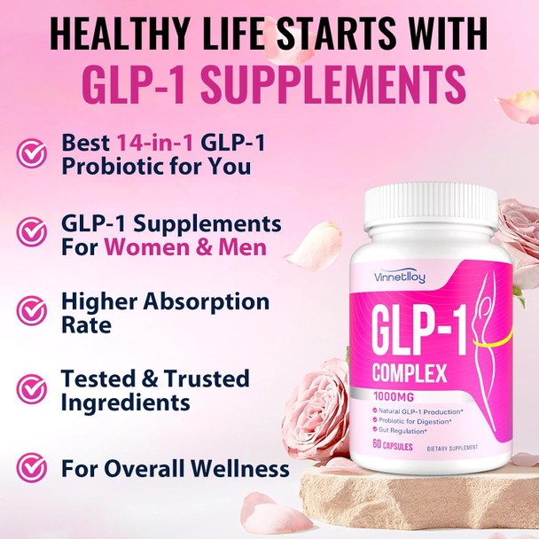 Glp 1 Supplement Probiotics For Women and Men Glp1 Supplements Women Probiotic Glp1 With Akkermansia Probiotic  Glp-1 For Immune  Digestion and Gut Glp-1 and  Overall Health  Vegan  60 Capsules