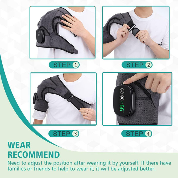 Heated Shoulder Wrap, Shoulder Heating Pads Massager For Men Women, Electric Cordless Vibration Massage Heated Shoulder Braces With 3 Heating Setting, Left Right Shoulder Massage
