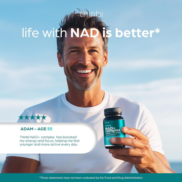 Nad Supplement 8457Mg – Extra Strength Nmn Alternative Liposomal Nad+ For Women & Men W/ Urolithin A, Resveratrol, Coq10, Alpha Lipoic Acid – Energy, Anti-Aging, Cell Regeneration 30-Day Supply Thinbi