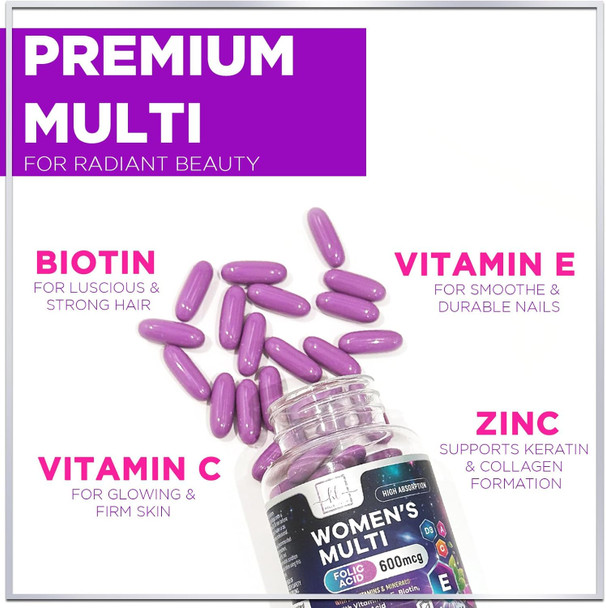 Womens Multivitamin - Once Daily Women'S Multi With Vitamin A, B6, B12, C, D, Biotin, Folate, Iron & Zinc, Energy & Immune Health Support, Gluten-Complete Multivitamin For Women - 120 Softgels