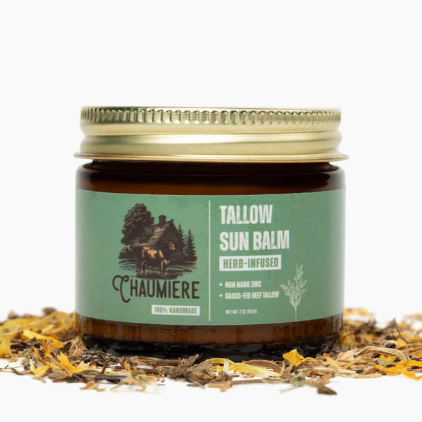 Herb-Infused Beef Tallow Sun Balm Spf 30 With Premium Natural Fragrance (2Oz) 65G  Non-Nano Zinc,  Grass-Fed, Pasture-Raised Beef Tallow From American Small Farms  Daily Use Organic Skin Moisturizer + Sunscreen  Handmade In Usa