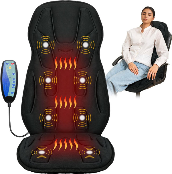 Coococo Massage Seat Cushion With Heat, Vibration Back Massager With 8 Vibrating Motors & 2 Levels Heat, Valentines Day Gifts For Her Him, Massage Chair Pad For Pain Relief