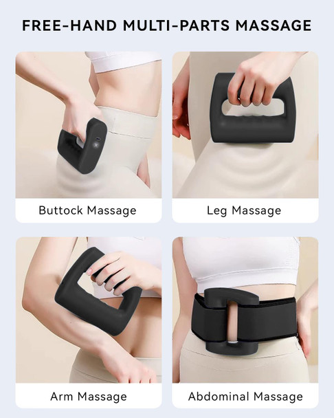 Handheld Massager Gun Deep Tissue, Cordless Mini Massage With Belt, Fat Burning Workouts, Adjustable Vibration Massage 5 Speed Levels, Stress Relief, Black