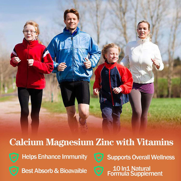 Calcium Magnesium Zinc Supplement Gummies With Vitamin D3 K2 & B Complex For Women Men 1000Mg Calcium Citrate With Magnesium Gummies For Bone, Muscles & Immune Support, Sugar Free, Vegan