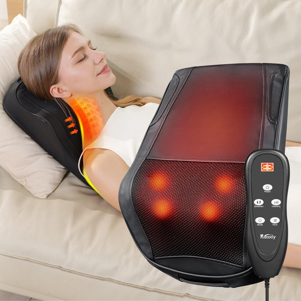 Back Massager With Heat, Shiatsu Neck & Back Massager Pillow For Pain Relief, 3D Kneading Massage Cushion For Back, Neck, Shoulder, Leg Relaxation, Ideal For Mom Dad Women Men.