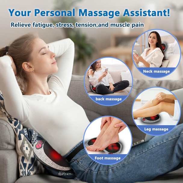 Shiatsu Neck Massage Pillow,Neck And Back Massager With Heat,Massage Pillow For Back, Neck, Shoulder, Leg, Foot, For Men Women Mom Dad, Stress Relax At Home Office And Car