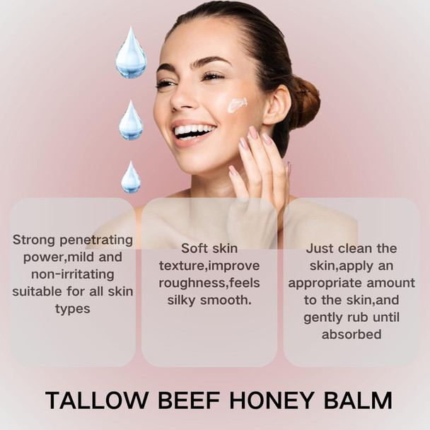 2Pcs Whipped Beef Tallow And Honey Balm,Tallow Face Moisturizer,Grass Fed Grass Finished Face Cream