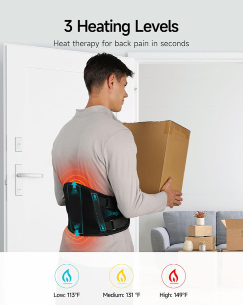 Heating Pad For Back Alljoy Cordless Lower Back Massager With Heat, Birthday Christmas Gifts For Dad Men Women Mom, 3 Heating Levels & 5 Massage Mode, 30Mins Auto-Off, 53Inch