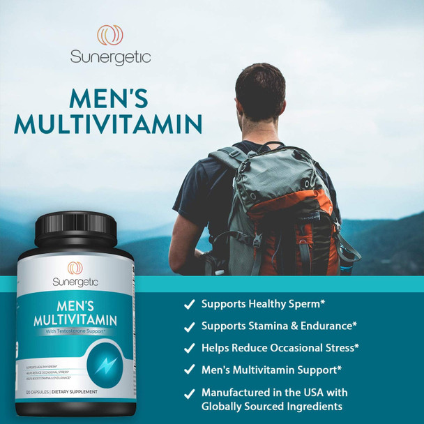 Sunergetic Premium Men’S Support Supplement – Powerful Multivitamin– Supports Energy, Stamina, Endurance & Stress Management – With Zinc, Ashwagandha, Maca, L-Carnitine & Vitamins – 120 Capsules Sunergetic Premium Men’S Support Supplement – Powerful Multivitamin– Supports Energy, Stamina, Endurance & Stress Management – With Zinc, Ashwagandha, Maca, L-Carnitine & Vitamins – 120 Capsules