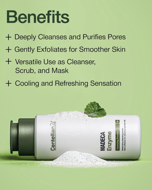 Centellian 24 Madeca Enzyme Cleansing Powder (2.03Fl Oz) - Gentle Daily Exfoliating Face Cleanser & Mask For Smooths Skin, Reduces Oil & Remove Impurities, Korean Skin Care. Teca, Mint Powder
