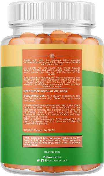 Organic Kids Immune Support Gummies - Vegan Organic Vitamin D Gummies For Kids With Vitamin C And Zinc For Kids Immunity - D3 Zinc And Vitamin C Gummies For Kids - Gluten & Non Gmo (120 Servings)