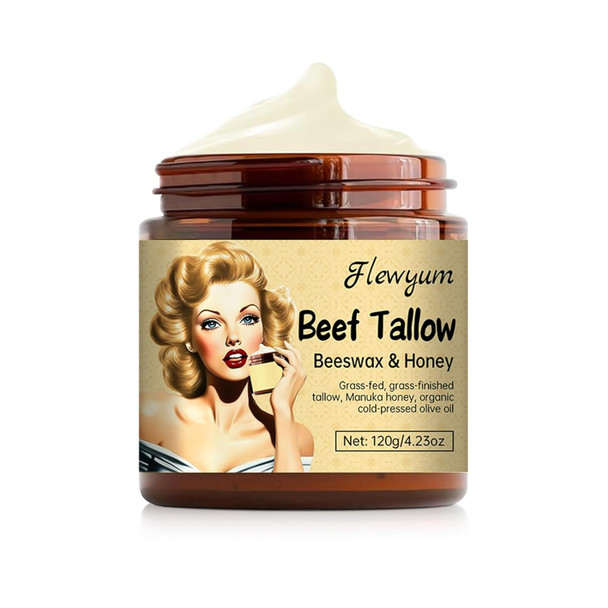Whipped Beef Tallow And Manuka Honey Balm For Skin Unscented Grass Fed Grass Finished Organic Face Cream Moisturizer Body Lotion Lip Balm 4.23Oz