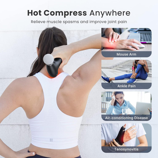 Renpho Mini Massage Gun With Heat, Massager Gun, Portable Percussion Massage Gun, Handheld Electric Body Massager Gun, Small Massage Gun, Gifts For Men Women, Lite