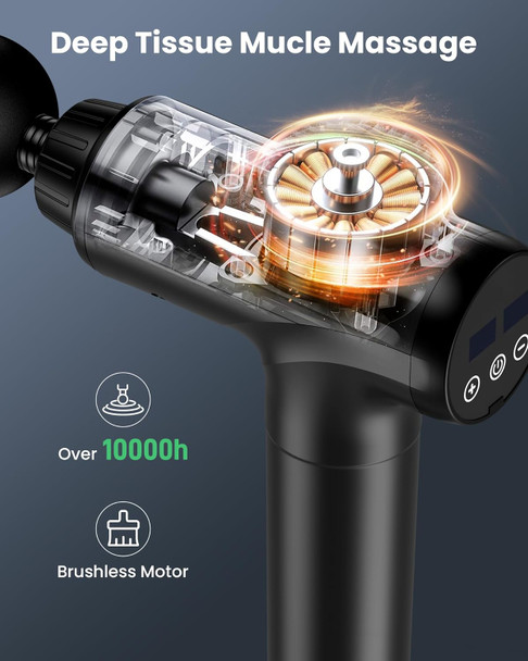 Ayura Massage Gun Deep Tissue, Percussion Muscle Massage Gun With 9 Heads 30-Speed Levels, Portable Handheld Massager Gun For Back Whole Body, Gifts For Athletes Men Women (Black)