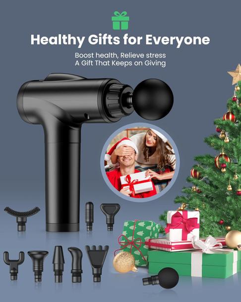 Ayura Massage Gun Deep Tissue, Percussion Muscle Massage Gun With 9 Heads 30-Speed Levels, Portable Handheld Massager Gun For Back Whole Body, Gifts For Athletes Men Women (Black)