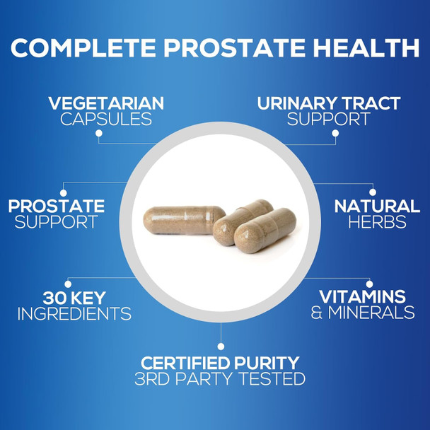 Prostate Men Supplement - Support Complex Formula With Saw Palmetto, Beta Sitosterol, Stinging Nettle, Pygeum, Pumpkin Seed, Zinc, Vitamin B6 E - Supports Prostate & Urinary Health - 120 Capsules