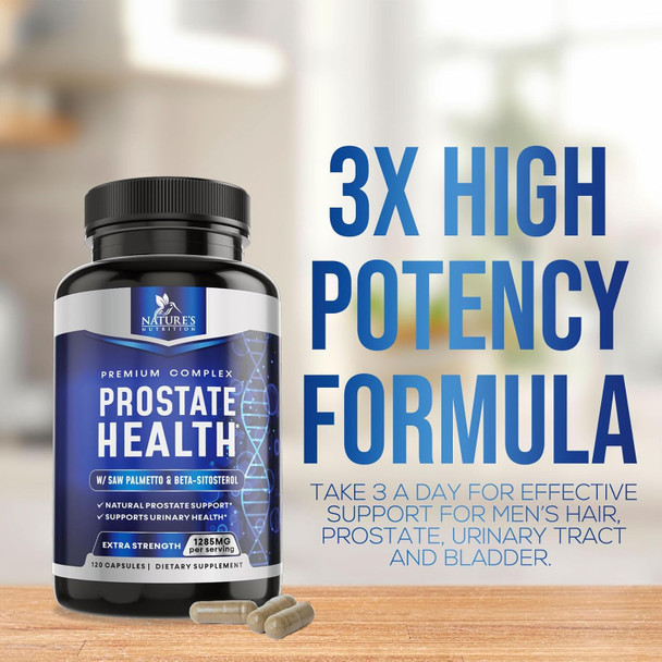 Prostate Men Supplement - Support Complex Formula With Saw Palmetto, Beta Sitosterol, Stinging Nettle, Pygeum, Pumpkin Seed, Zinc, Vitamin B6 E - Supports Prostate & Urinary Health - 120 Capsules