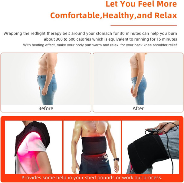 Red Light Therapy Infrared Light Therapy Pad For Body Pain Nir Deep Therapy For Back Knee Hands Feet Relief Portable 660Nm 850Nm Home Heating Light Therapy Wrap Belt For Women Men