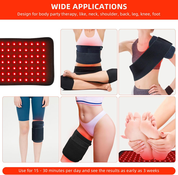 Red Light Therapy Infrared Light Therapy Pad For Body Pain Nir Deep Therapy For Back Knee Hands Feet Relief Portable 660Nm 850Nm Home Heating Light Therapy Wrap Belt For Women Men