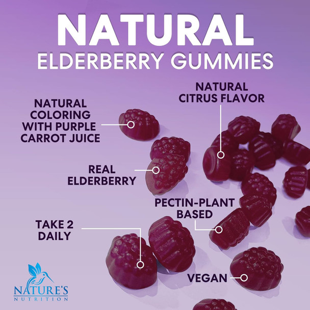 Sambucus Elderberry Immune Gummies, Daily Elderberry Immune Support Vitamins With Vitamin C, Vitamin D3, Zinc, Immune Support Gummy Vitamin Supplement, Black Elderberry For Adults & Kid - 120 Gummies