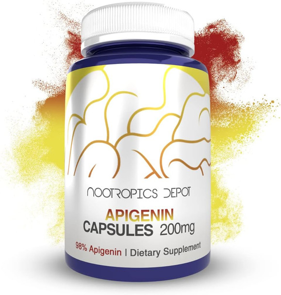 Nootropics Depot Apigenin Capsules  200Mg  120 Count  >98% Apigenin  Supports Healthy Stress Levels