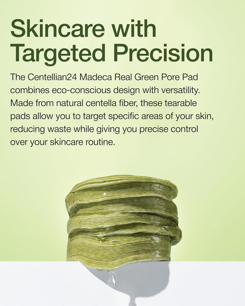 Centellian 24 Madeca Real Green Pore Pad (5.74Fl Oz / 60 Pcs) - Exfoliating & Soothing Dual-Sided Toner Pads For Sensitive Skin, Pore Care & Texture Improvement, Korean Skin Care. Centella Asiatica