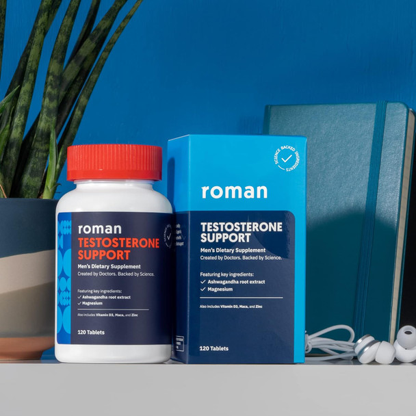 Roman Testosterone Support  Daily Nutritional Supplement With Ashwagandha & Magnesium  (120 Tablets)